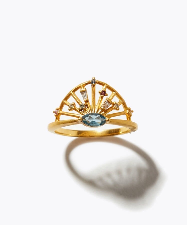 [ancient] london blue topaz radial ring