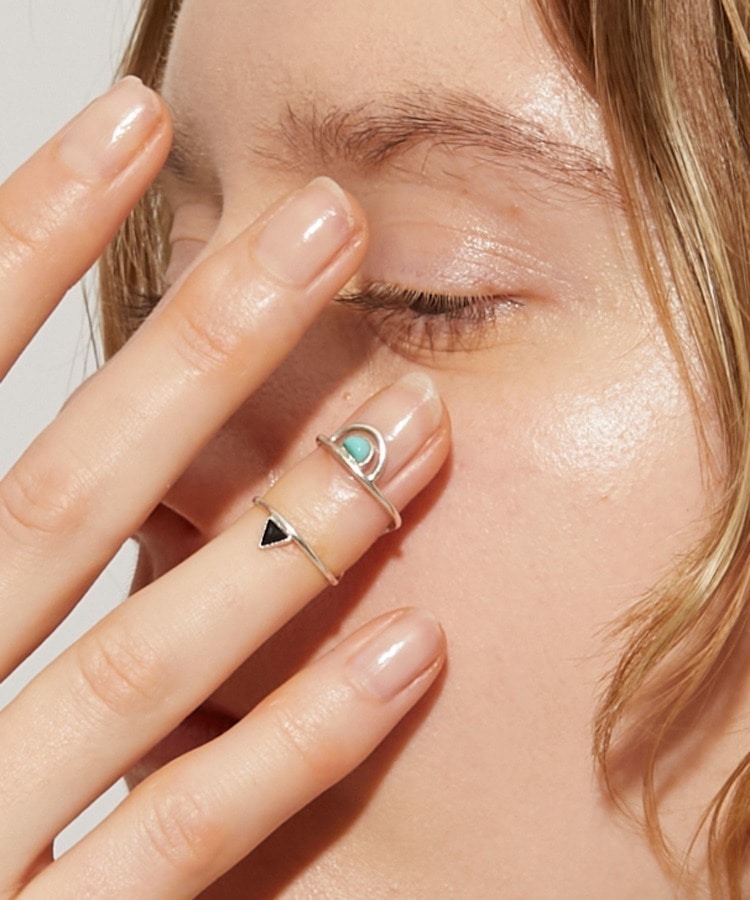 [ancient] turquoise onyx silver nail ring