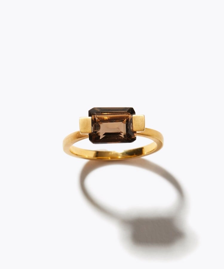 [ancient] rectangle smoky quartz ring