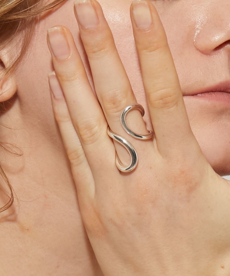 [bone] organic double face silver ring