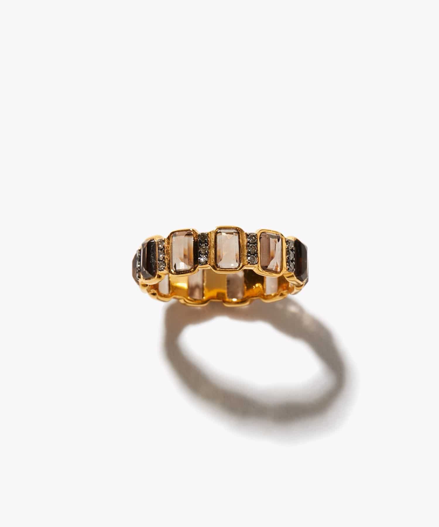 [I am donation] KIKO ARAI × ARTIDA OUD レクタングルスモーキークォーツ ダイヤモンドパヴェ エタニティ リング