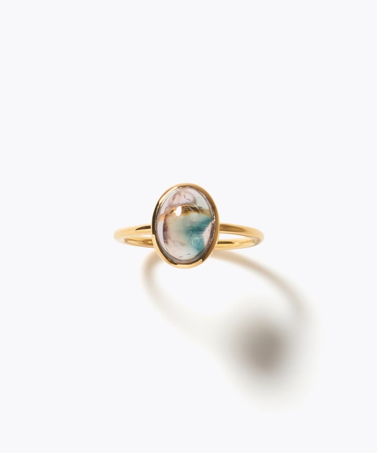 [eden] 【7th Anniversary Limited】One of a kind bi-color tourmaline cabochon ring