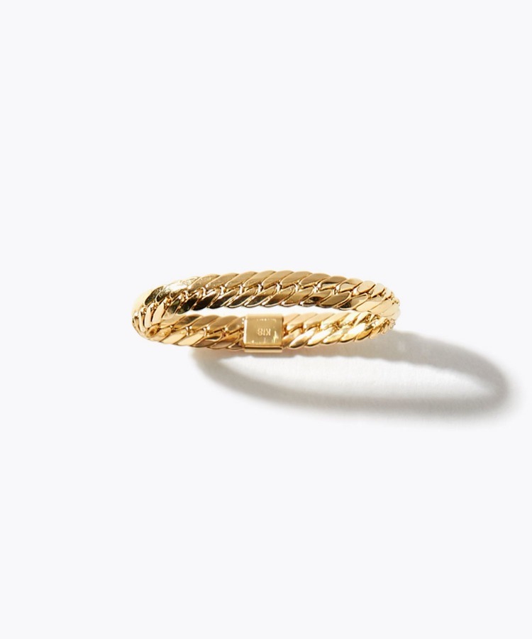 [basic] K18 hollow band chain ring