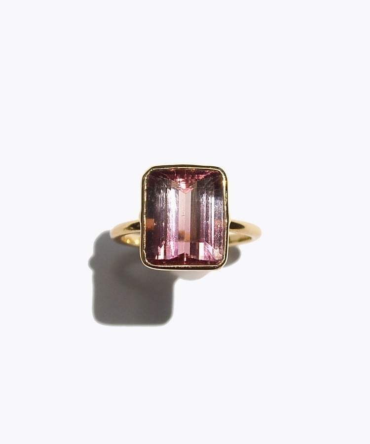 [online store limited] One of a kind K18 bi-color tourmarine ring