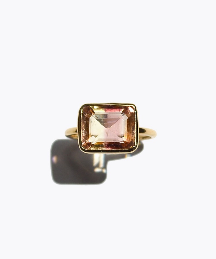 [online store limited] One of a kind K18 bi-color tourmarine ring