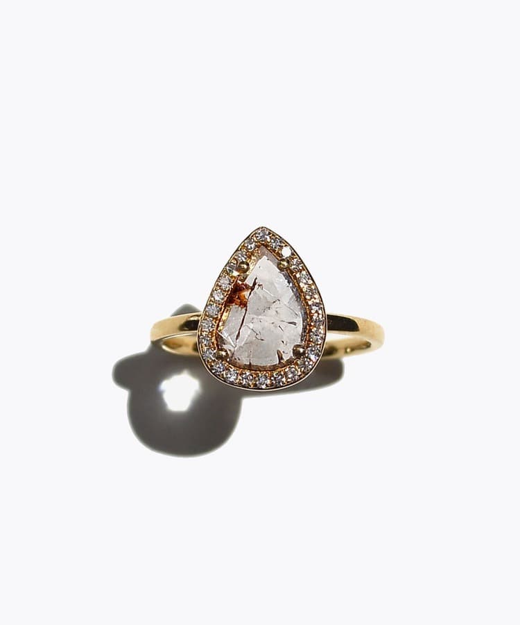 [online store limited] One of a kind K18 slice diamond pave diamond ring