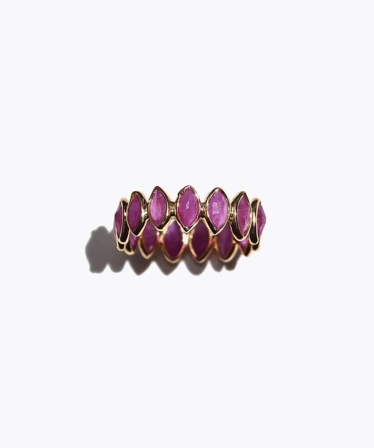 [online store limited] One of a kind K18 marquis ruby eternity ring