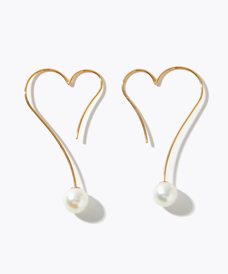[philia] akoya pearl heart line pierced earring
