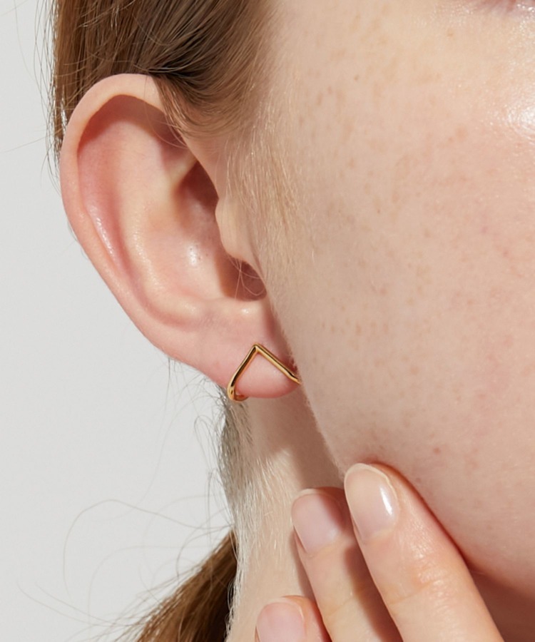 [basic] V line reverse single pierced earring