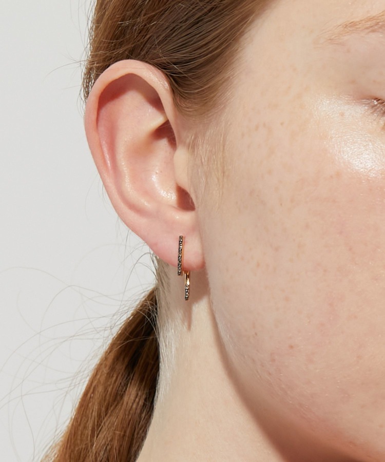 [glimmer] front back pave diamond single pierced earring