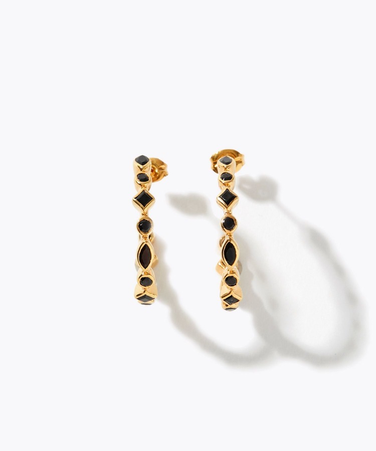 [eden] onyx multi hoop pierced earring