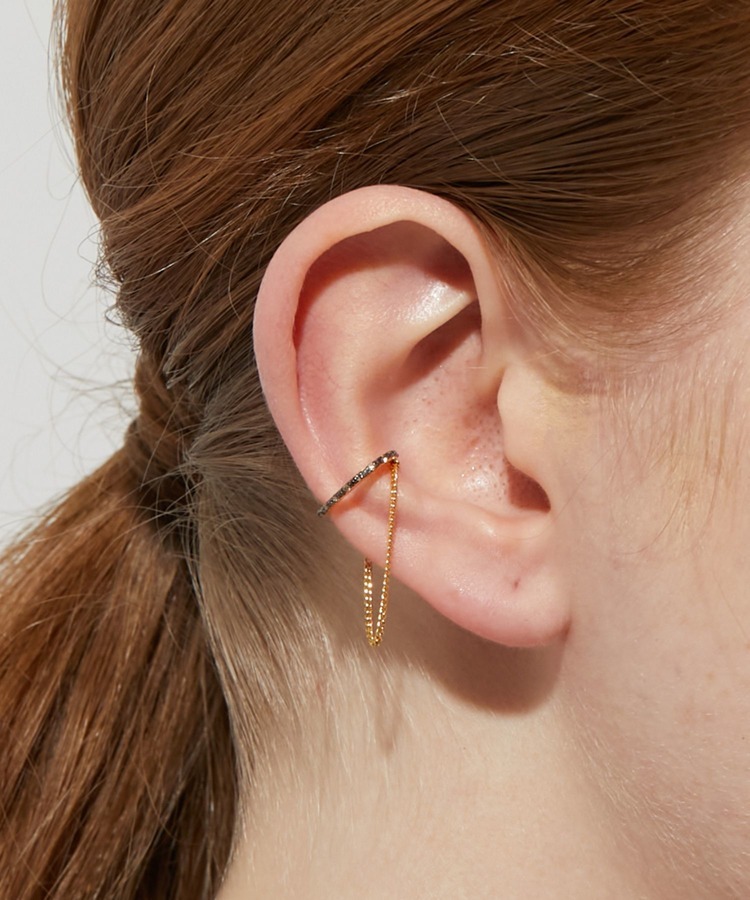 [glimmer] pave diamond mini chain ear cuff