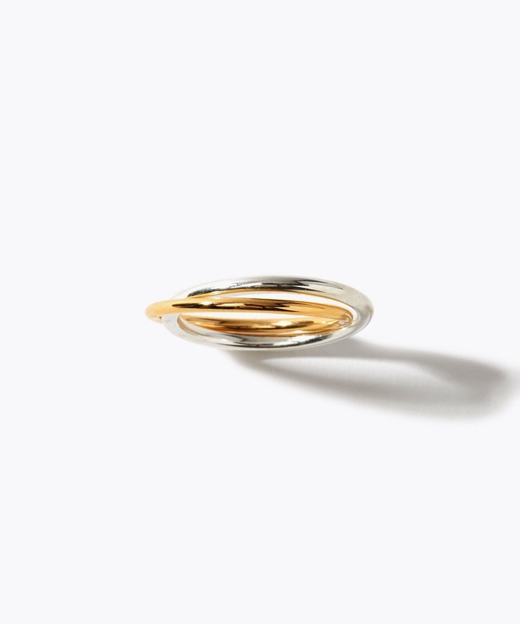 [bone] double liked silver combination ring
