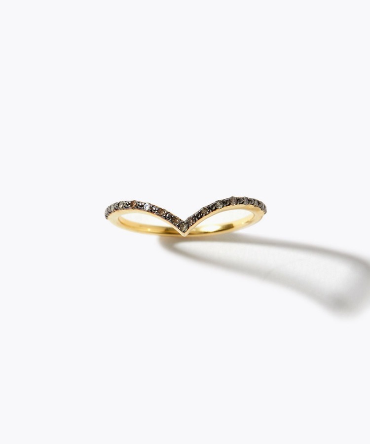[glimmer] V line pave diamond ring