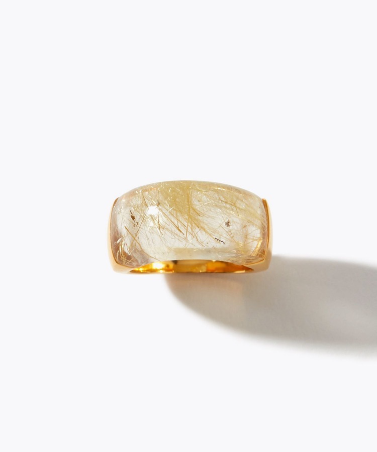[eden] dome cabochon gold rutilated quartz ring