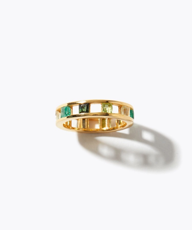 [ancient] square green MIX ring