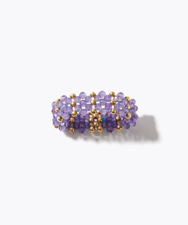 [amulette] 「Protect your true love」amethyst beads double band ring