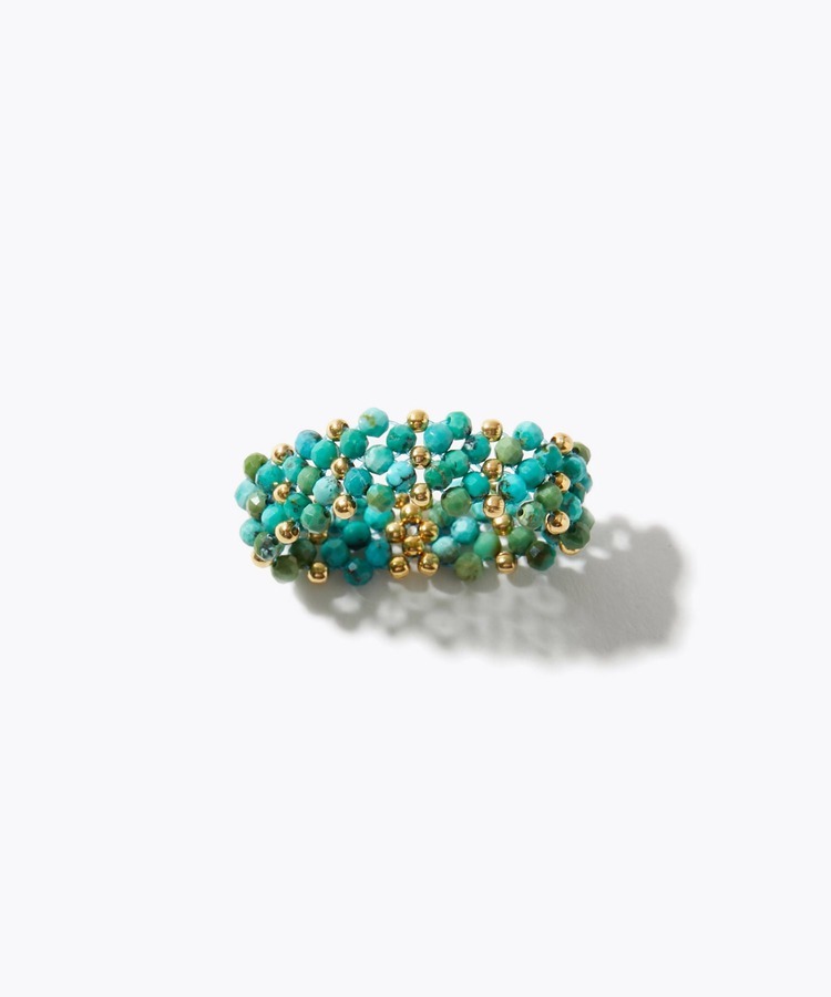 [amulette] 「A talisman for courage and prosperity」turquoise beads double band ring