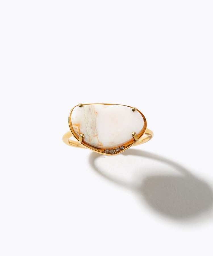 [ancient] One of a kind opal pave diamond bezel ring