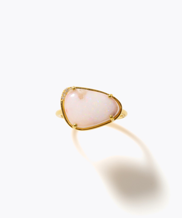 [ancient] One of a kind opal pave diamond bezel ring