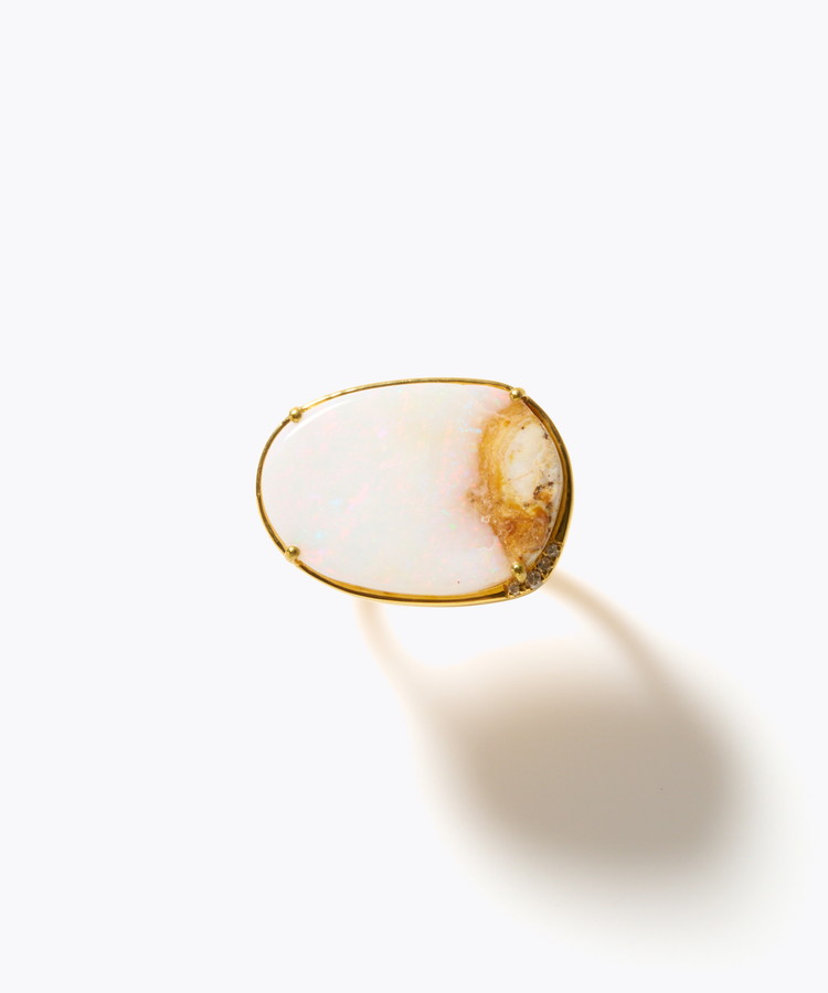 [ancient] One of a kind opal pave diamond bezel ring