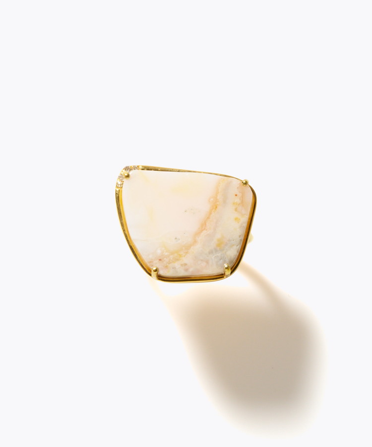 [ancient] One of a kind opal pave diamond bezel ring