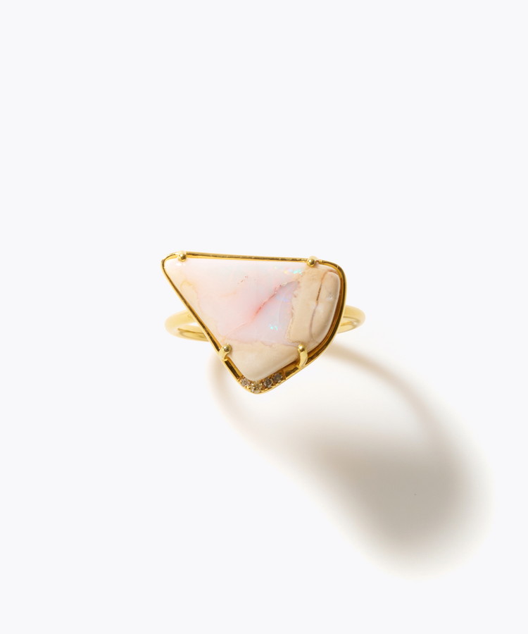 [ancient] One of a kind opal pave diamond bezel ring