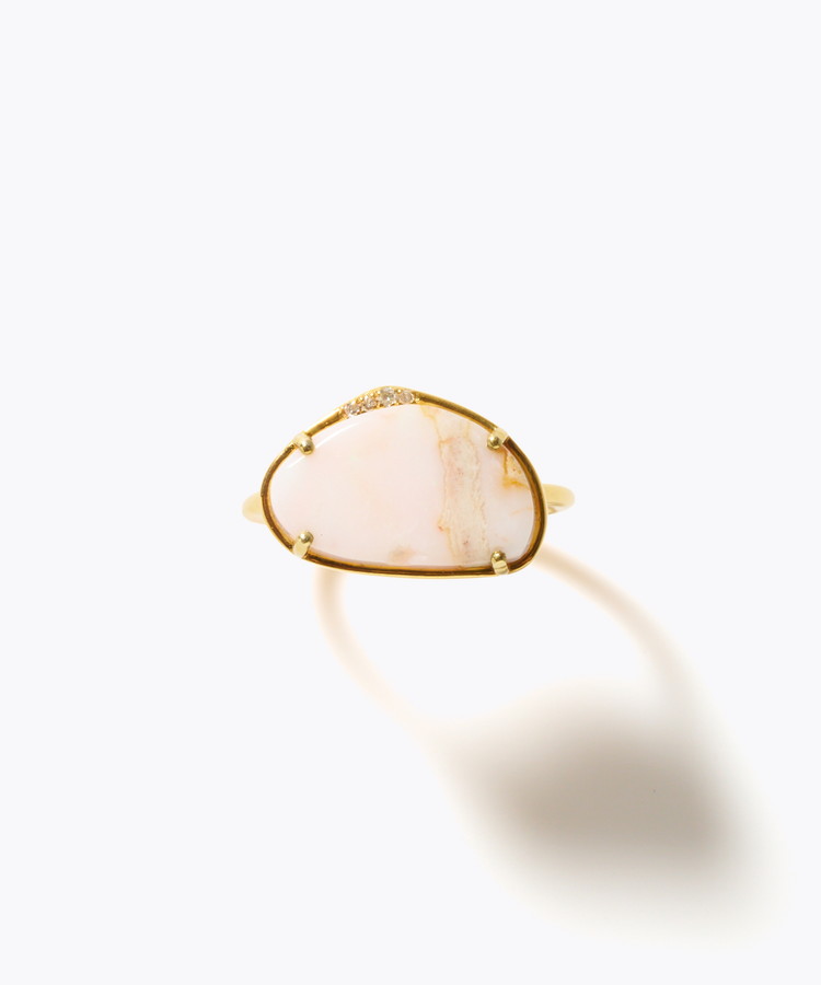 [ancient] One of a kind opal pave diamond bezel ring