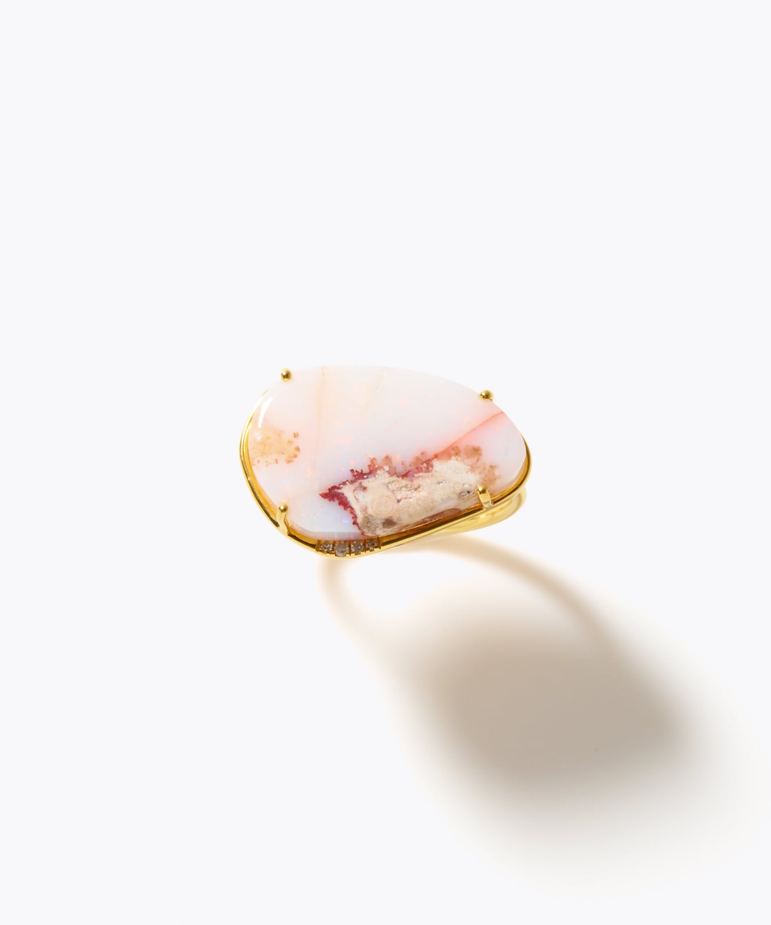 15号 [ancient] One of a kind オパール パヴェダイヤモンド ベゼル リング