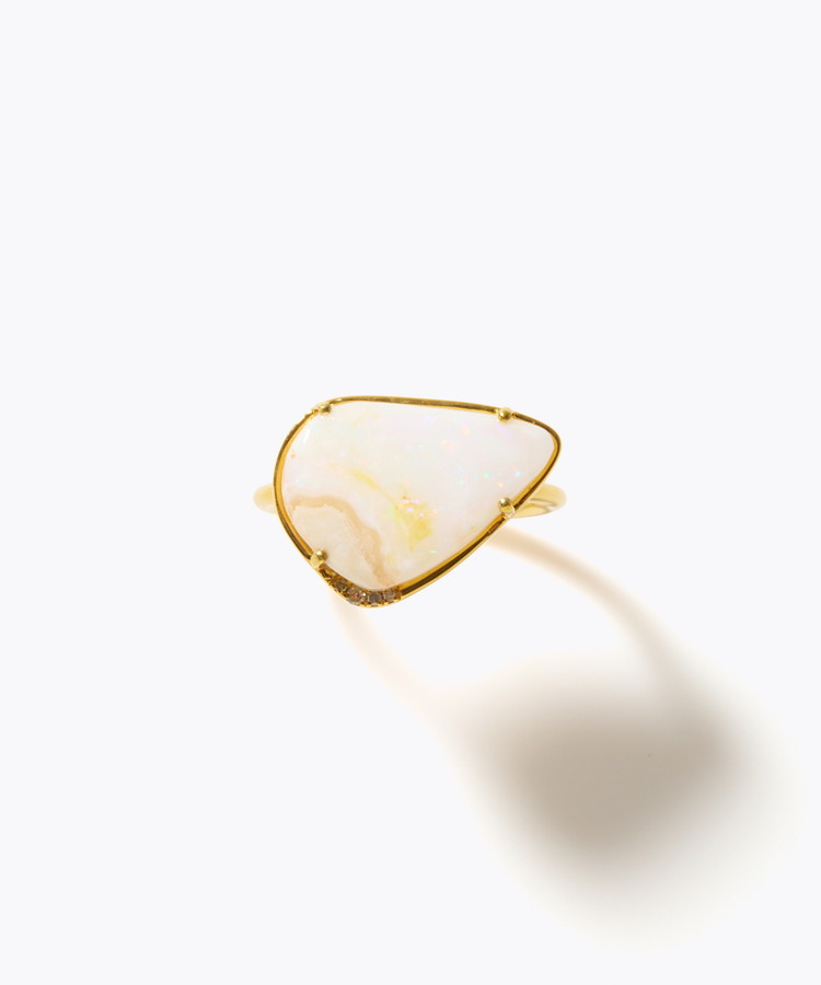 [ancient] One of a kind opal pave diamond bezel ring