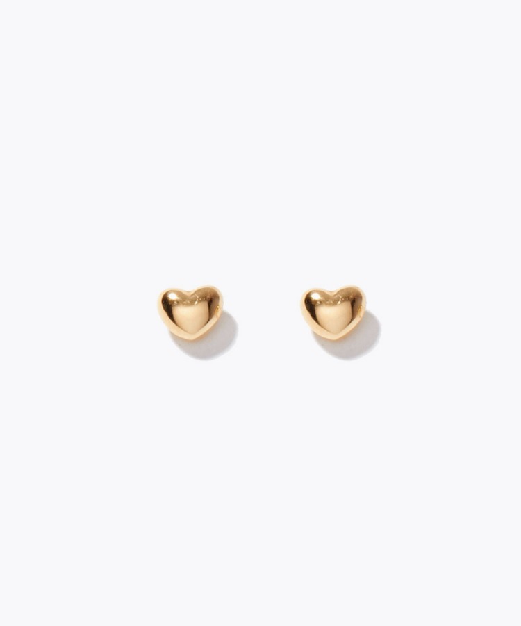 [basic] K18 heart hollow S stud single pierced earring
