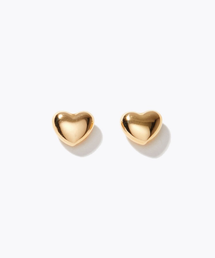[basic] K18 heart hollow M stud single pierced earring