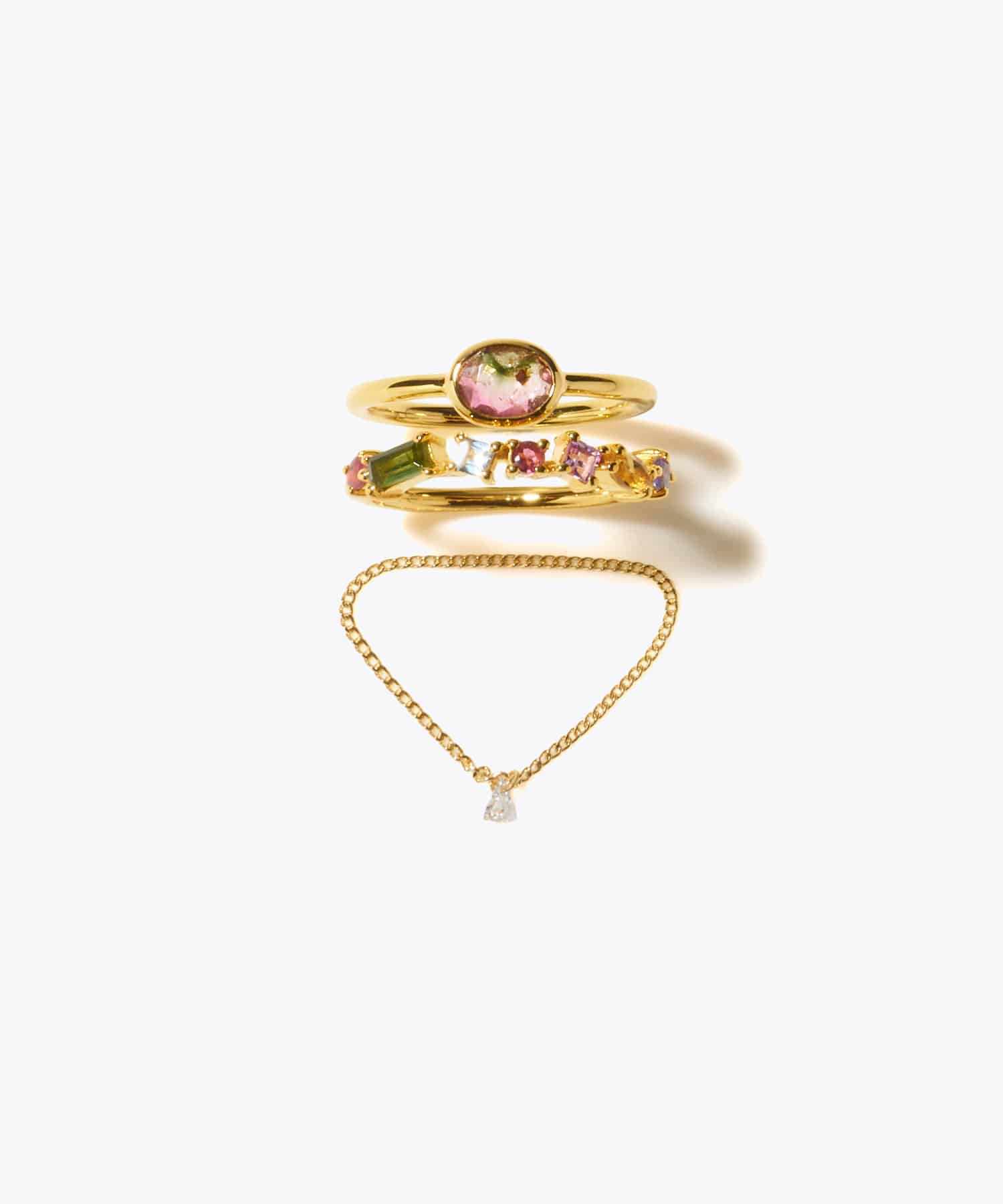 7号 [eden] 【2025 Winter Limited】One of a kind バイカラートルマリン K18 ダイヤモンド チェーン リング