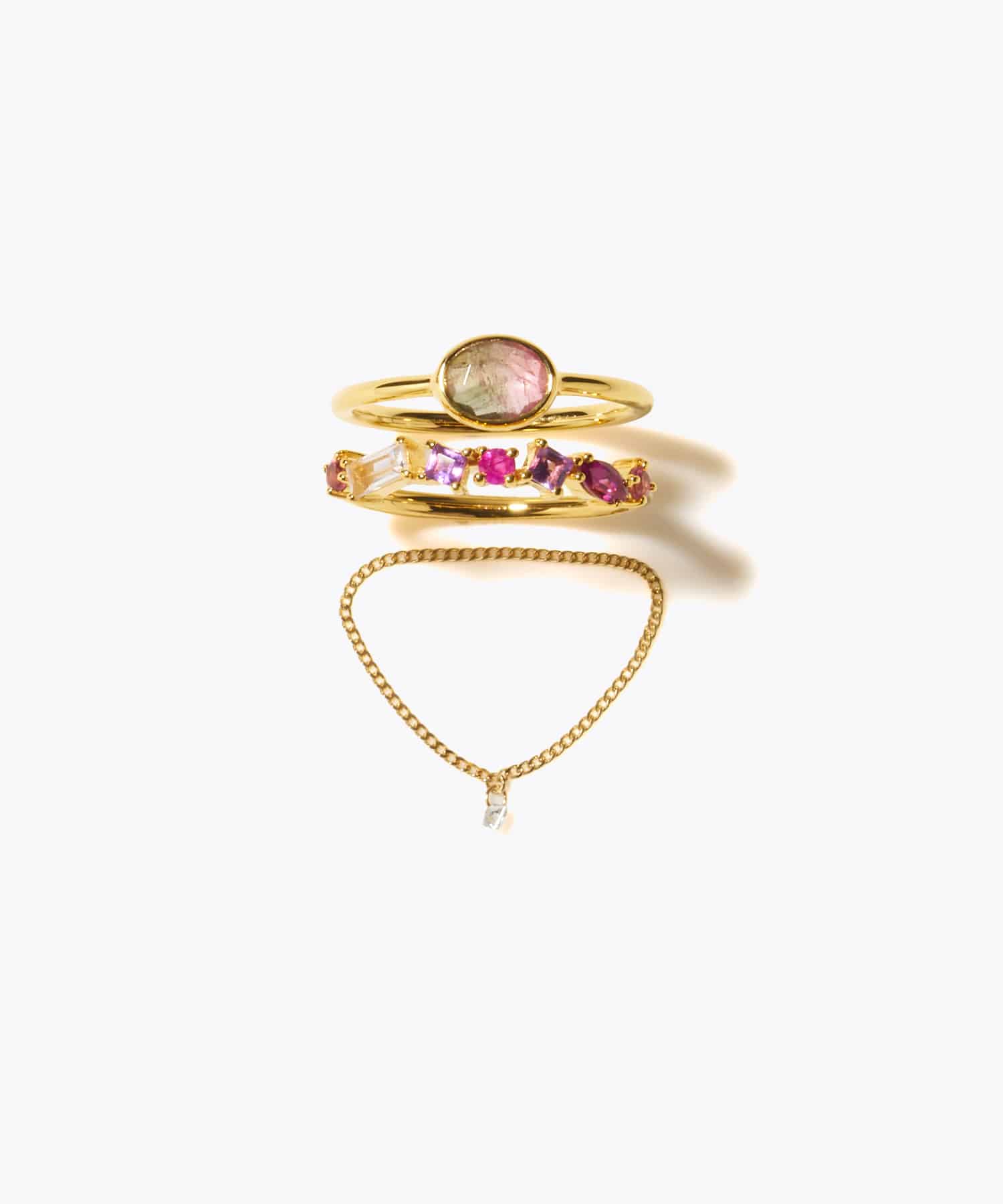 9号 [eden] 【2025 Winter Limited】One of a kind バイカラートルマリン K18 ダイヤモンド チェーン リング