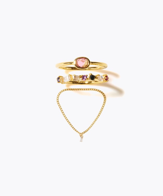[eden] 【2025 Winter Limited】One of a kind bi color tourmaline K18 diamond chain ring