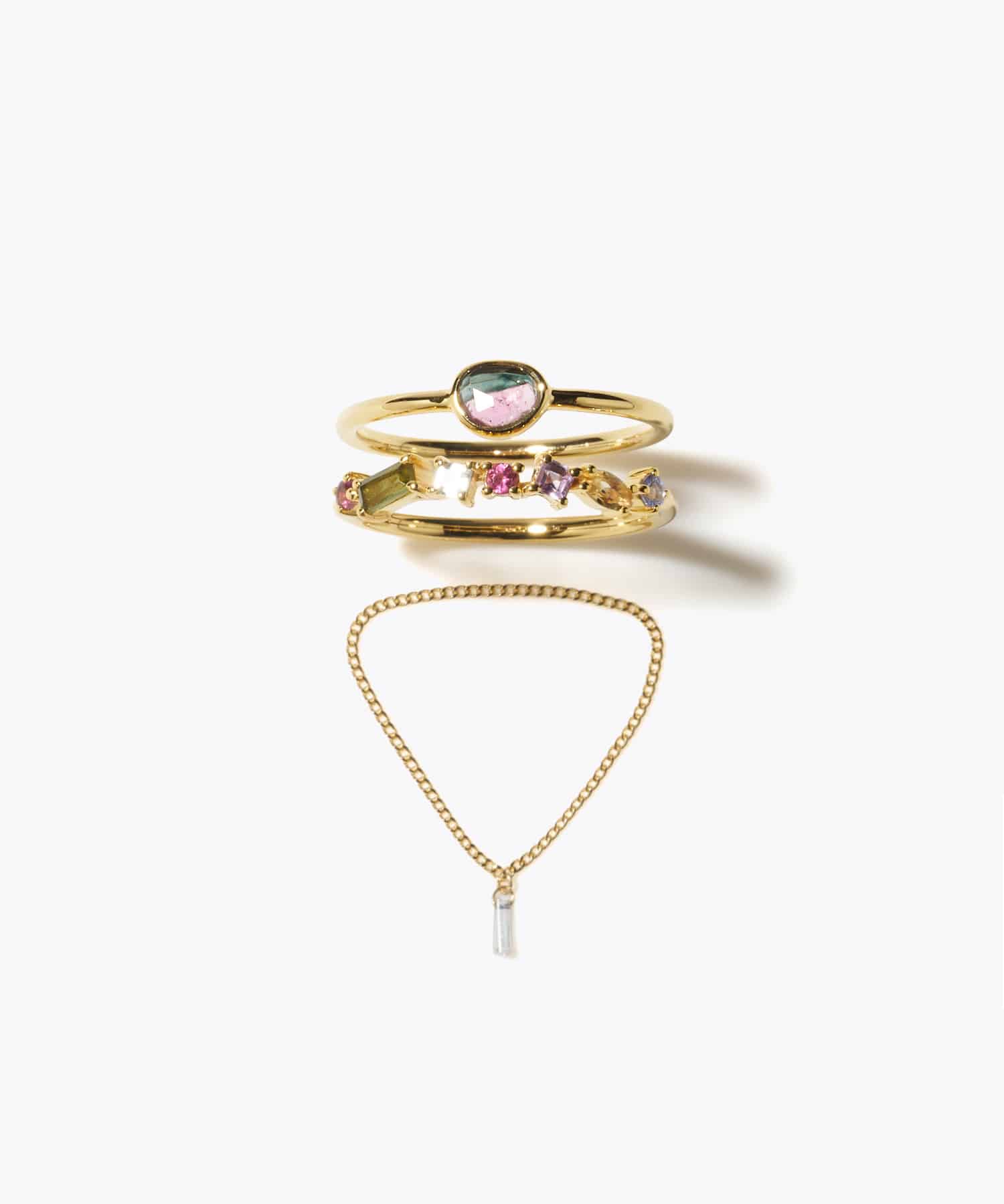 15号 [eden] 【2025 Winter Limited】One of a kind バイカラートルマリン K18 ダイヤモンド チェーン リング