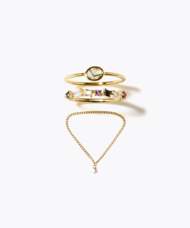 [eden] 【2025 Winter Limited】One of a kind bi color tourmaline K18 diamond chain ring