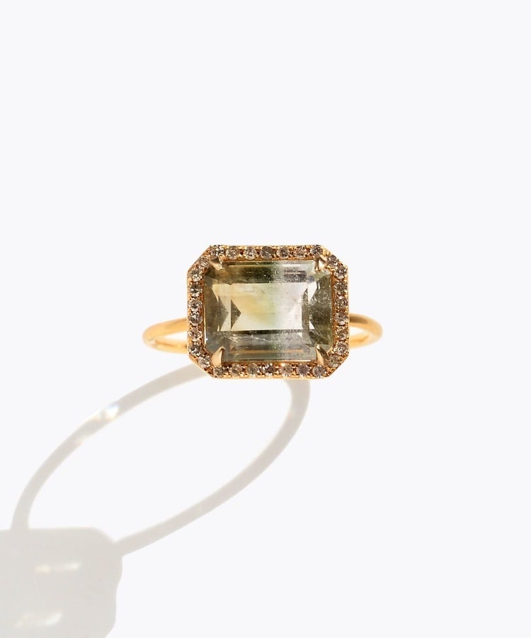 [elafonisi] One of a kind K10 bi color quartz pave diamond ring