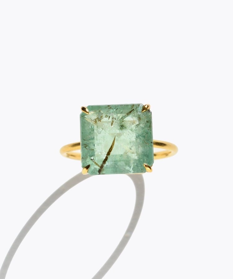 [eden] One of a kind K10 biotite in green beryl ring