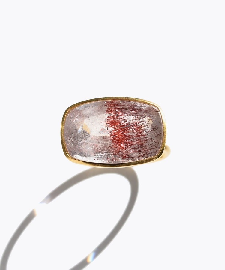 [eden] One of a kind K10 goethite in quartz ring