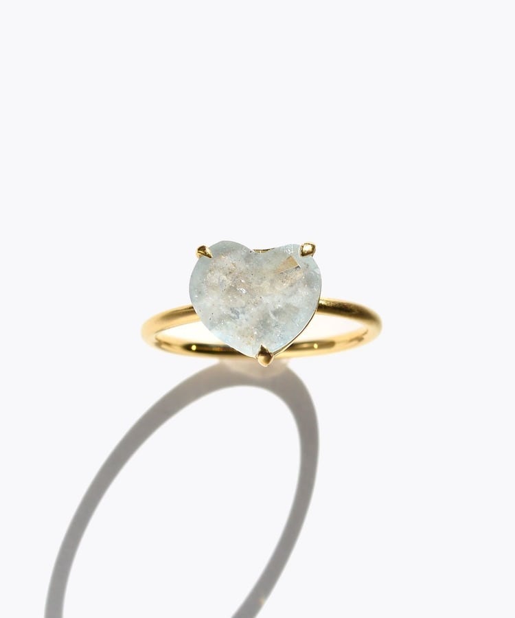 [eden] One of a kind K10 heart aquamarine M ring