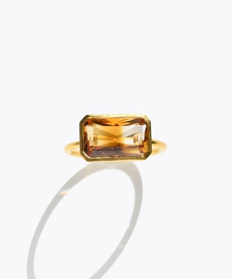 [eden] One of a kind K10 bicolor quartz orange ring