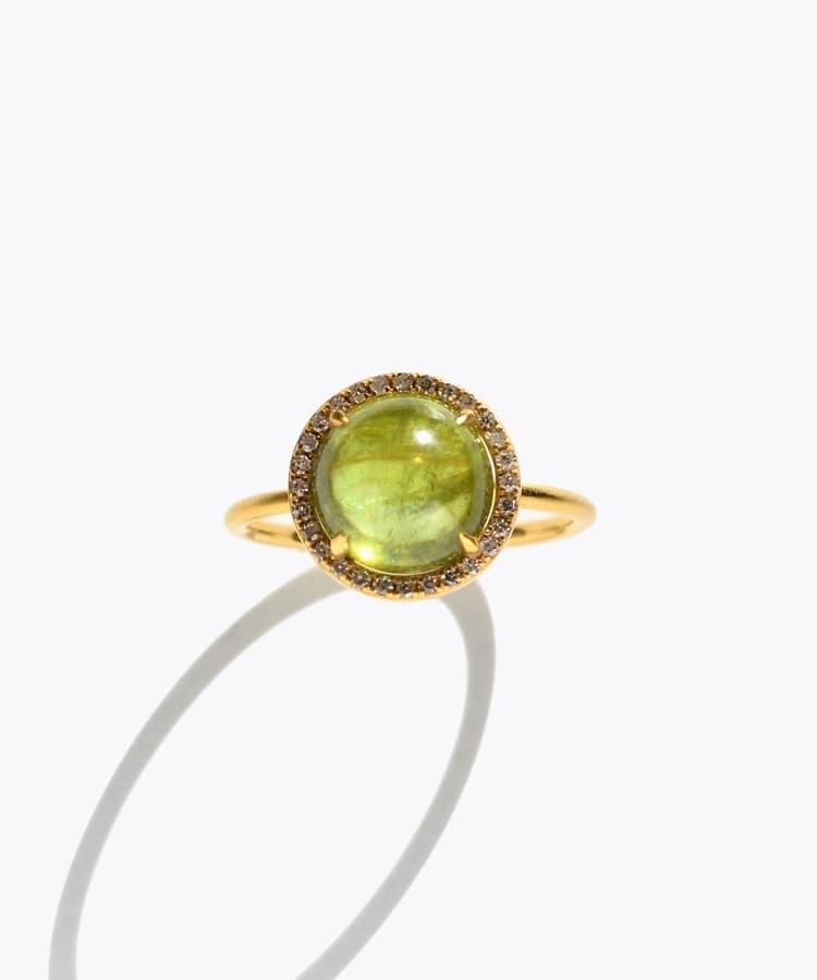 [elafonisi] One of a kind K10 sphene pave diamond ring