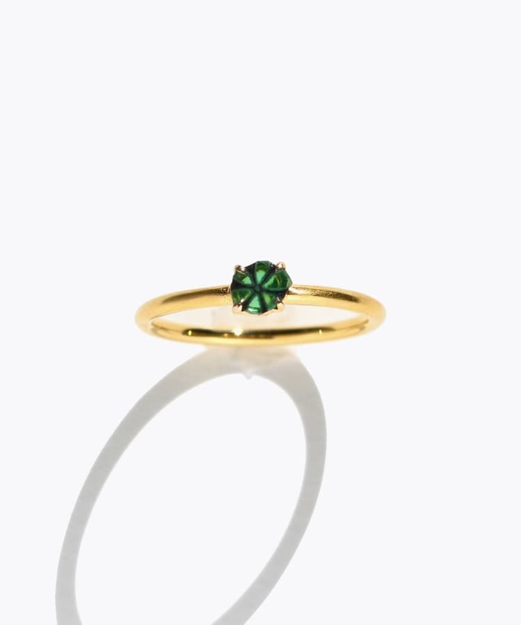 [eden] One of a kind K10 trapiche emerald ring
