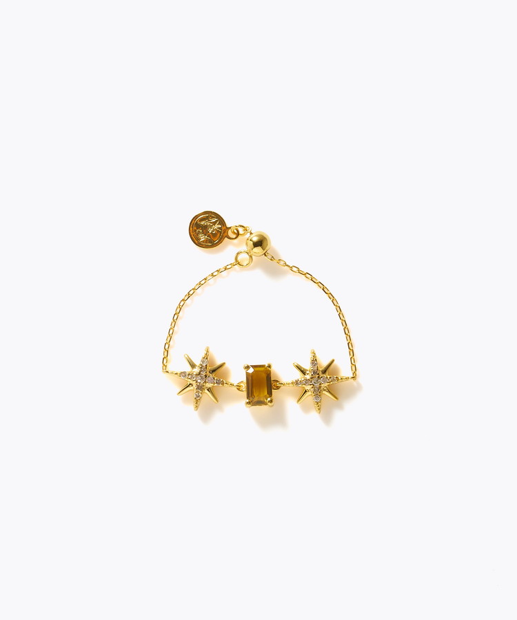 [glimmer] 【2025 Winter Limited】One of a kind K10 multiple tourmaline double star diamond chain ring