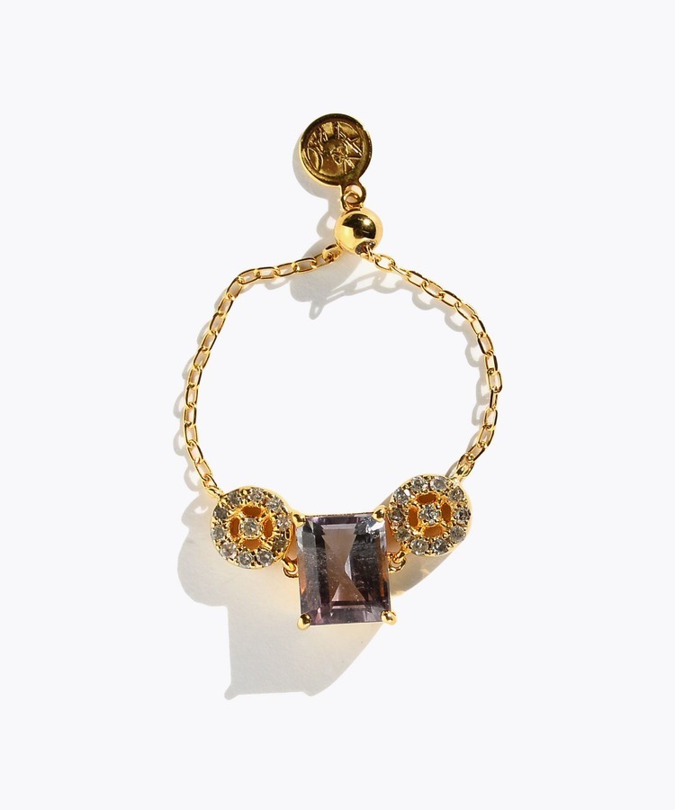 [glimmer] 【2025 Winter Limited】One of a kind K10 bi color tourmaline jupitar diamond chain ring