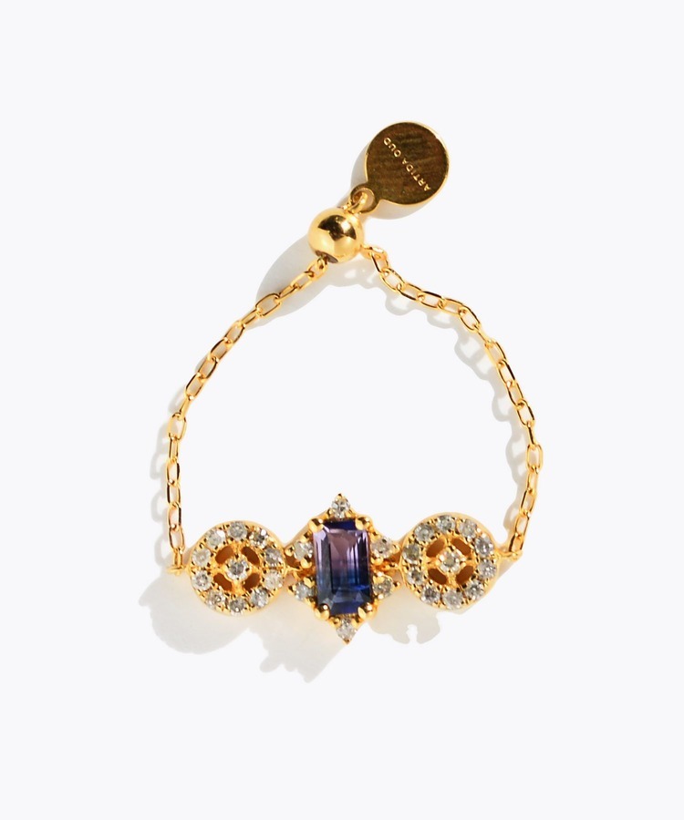 [glimmer] 【2025 Winter Limited】One of a kind K10 bi color sapphire jupitar pave diamond chain ring