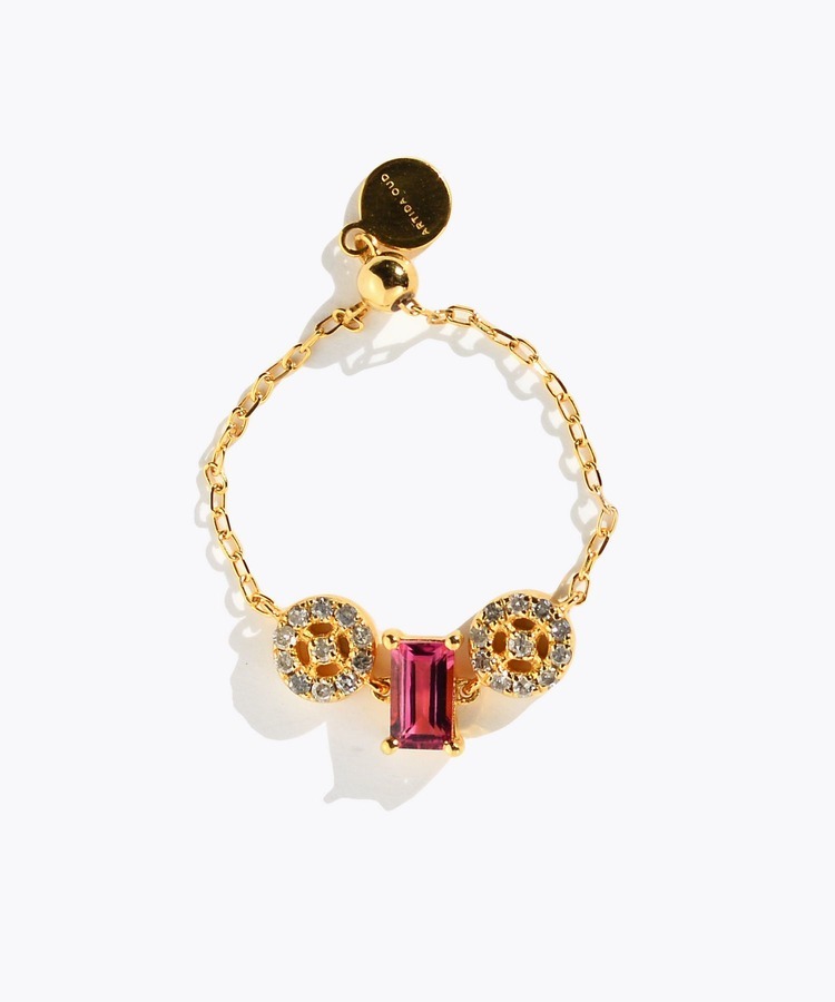 [glimmer] 【2025 Winter Limited】One of a kind K10 multiple tourmaline jupitar diamond chain ring