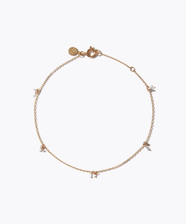 [basic] K10 baguette diamond fringe bracelet