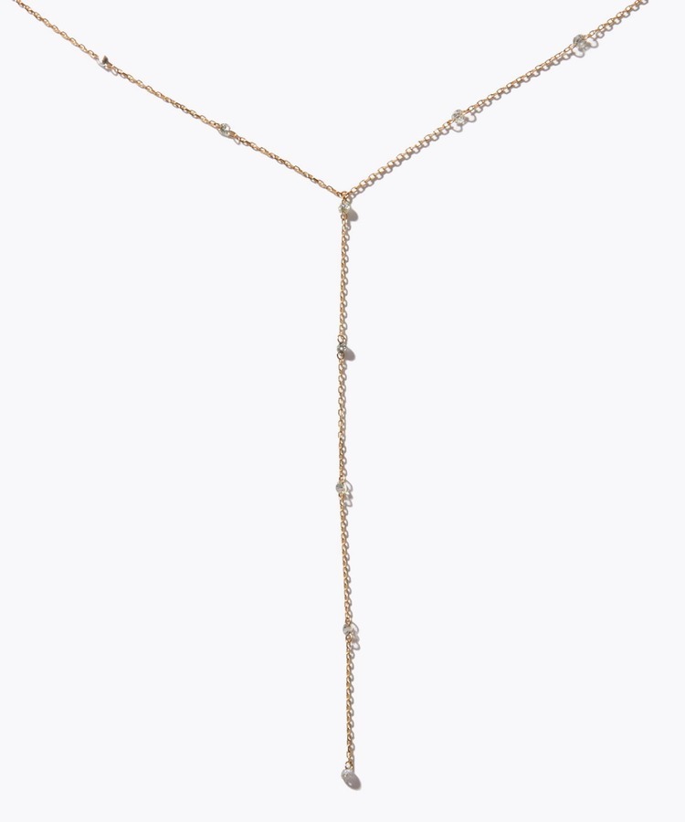 [basic] K10 diamond stationY necklace